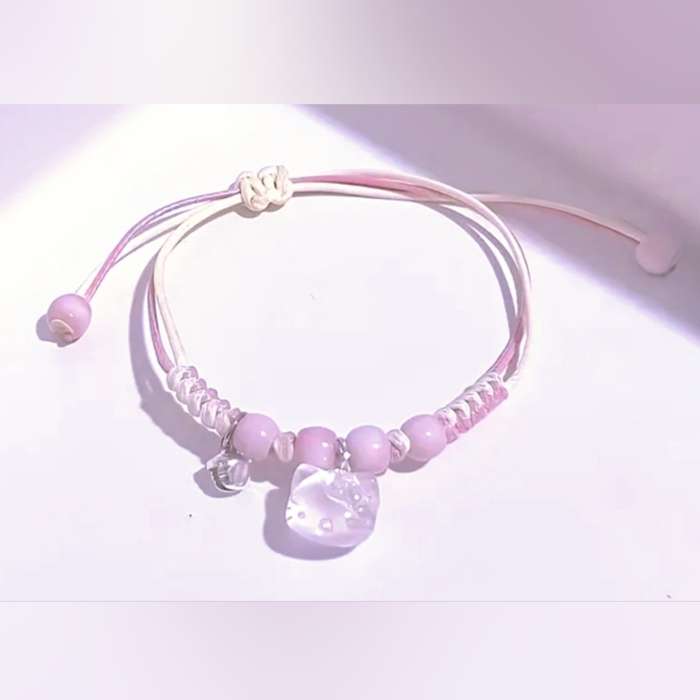 Hello Kitty Pink Charm Bracelet with Adjustable Closure